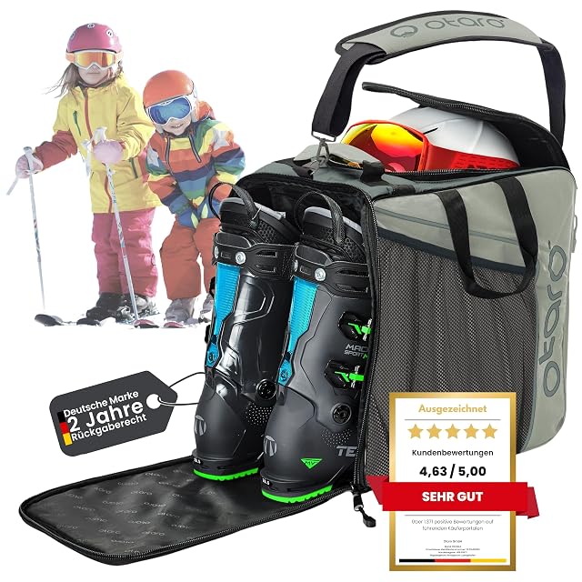 Otaro children’s ski boot bag in light grey, 27 litres