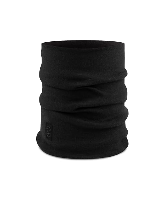 Buff Merino solid black tube scarf