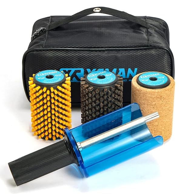 XCMAN rotary brush set with nylon, horsehair and cork brushes, handle and case