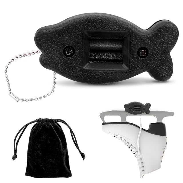 Riisoyu skate blade sharpening stone with fish-shaped body and pouch