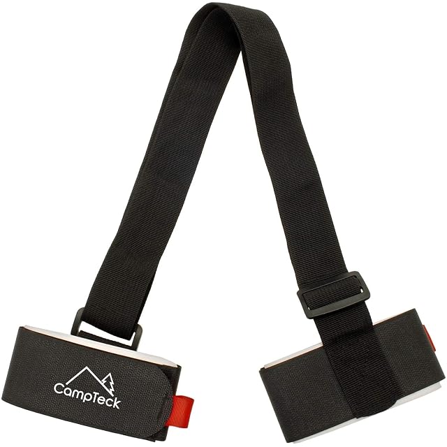 CampTeck U6893 black padded ski carry strap with hook-and-loop loops