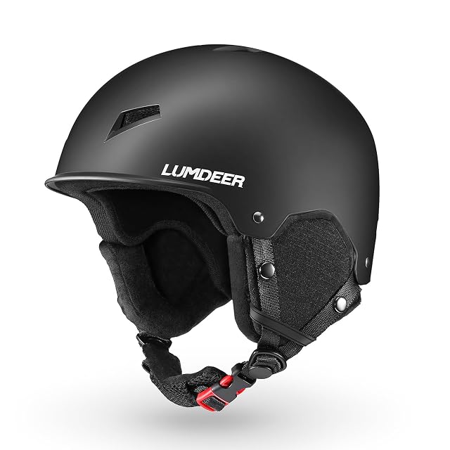 LUMDEER Kyro matt black ski helmet with a flip-up visor