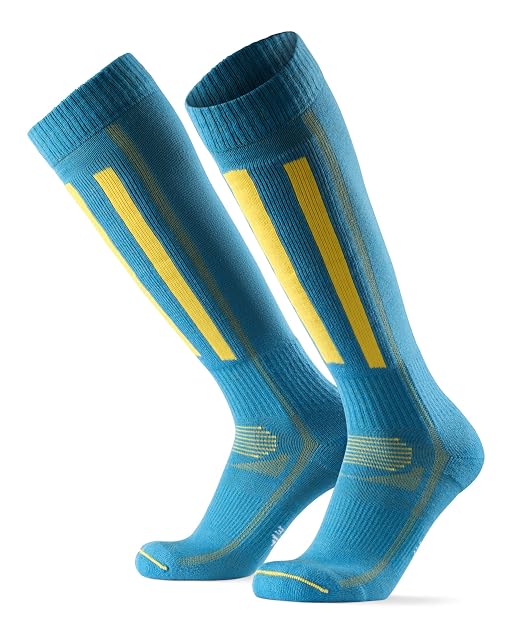 Danish Endurance merino ski socks in blue and yellow