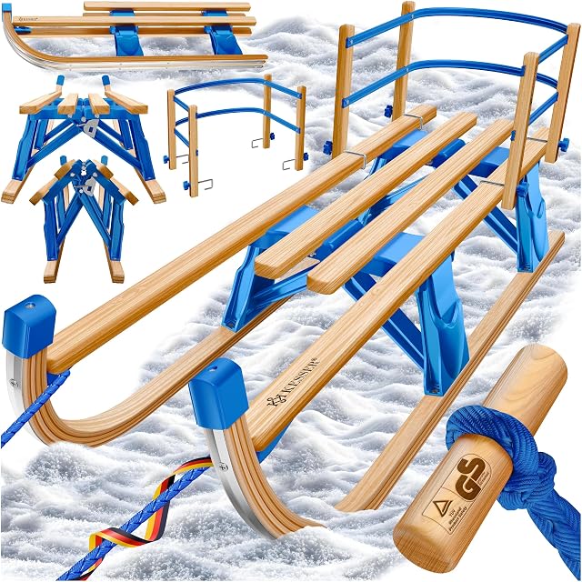 KESSER folding beech davos sledge, 110 cm, with metal runners